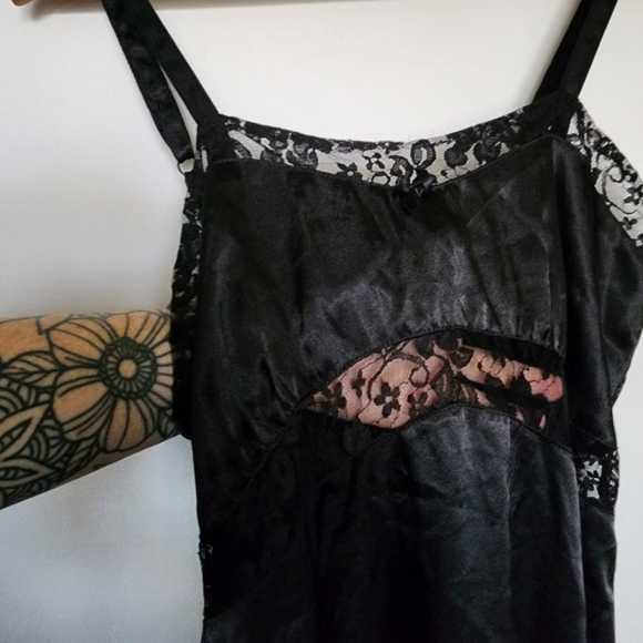 Vintage black slip nightie lace dress - Picture 5 of 11